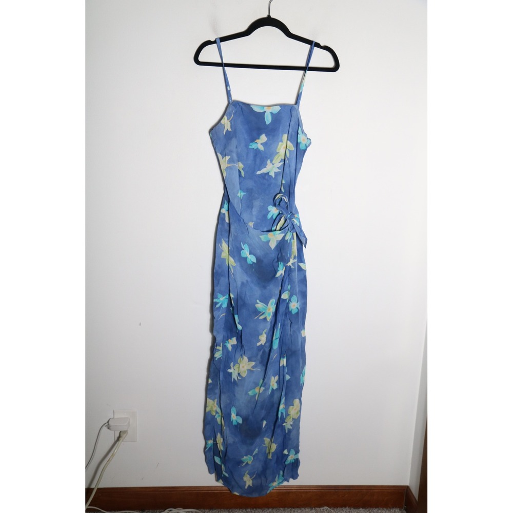 Hugo Buscati Vintage Y2K Floral Wrap Maxi Dress 6 Fairy Whimsy Garden Bias Slip‎